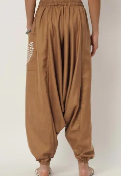 Warli Printed Cotton Flex Haram Pant in Dark Beige