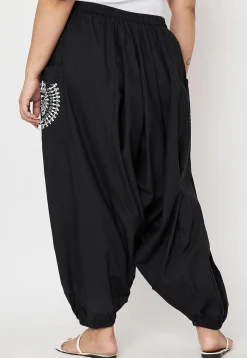 Warli Printed Pure Cotton Haram Pant in Black