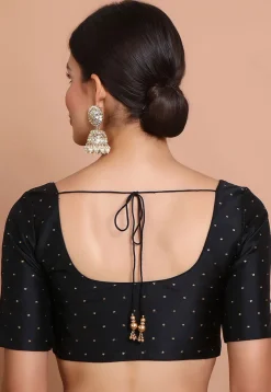 Woven Art Silk Blouse in Black