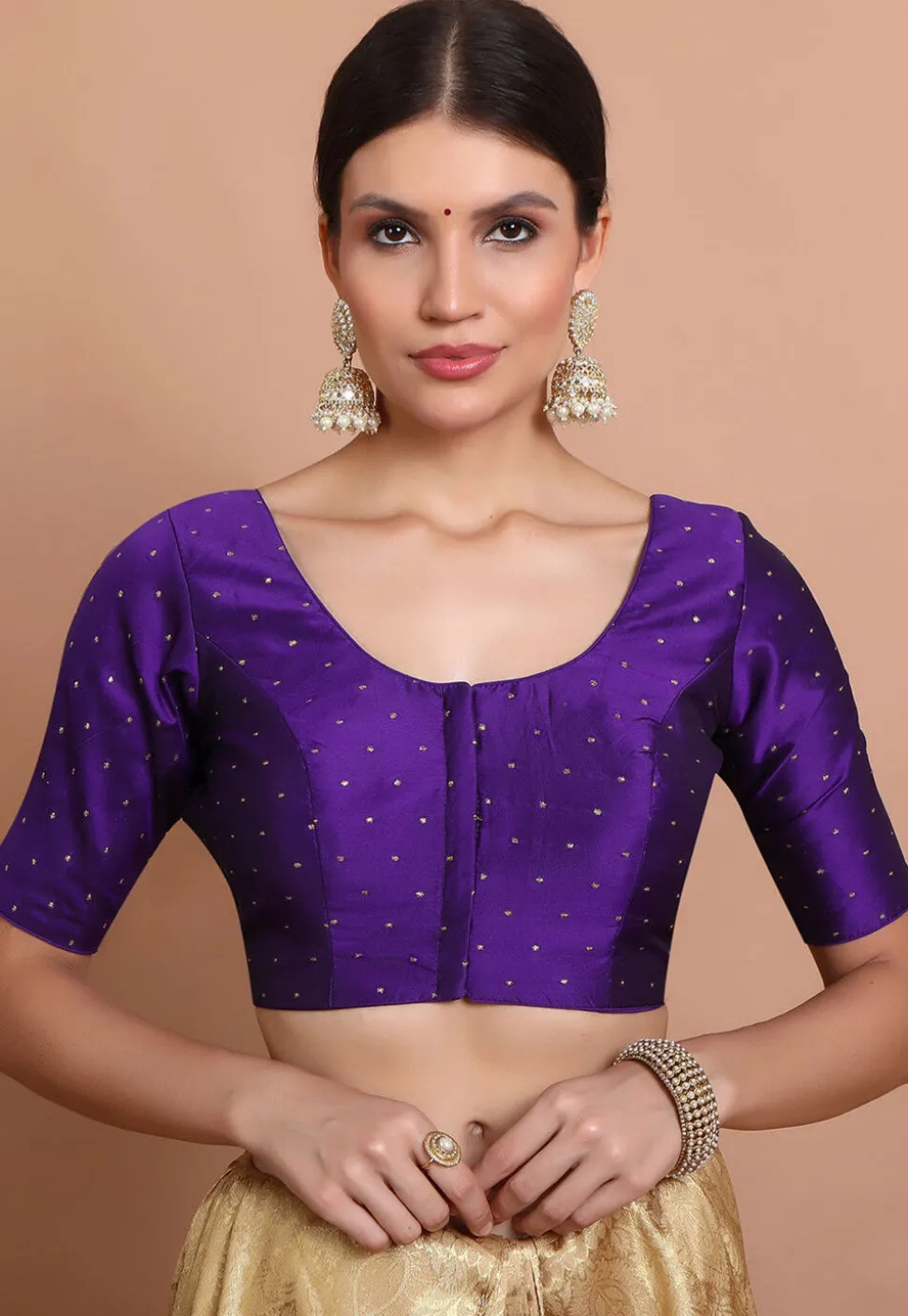 Woven Art Silk Blouse in Purple
