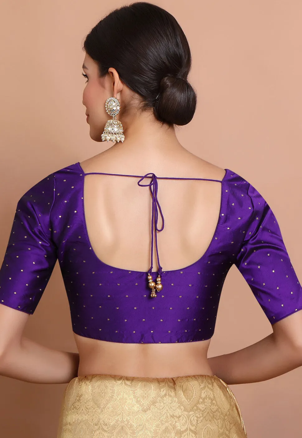 Woven Art Silk Blouse in Purple