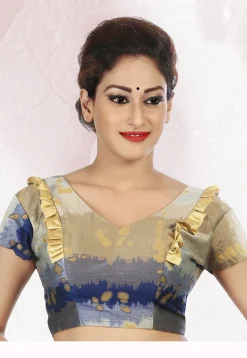 Woven Art Silk Blouse in Multicolor