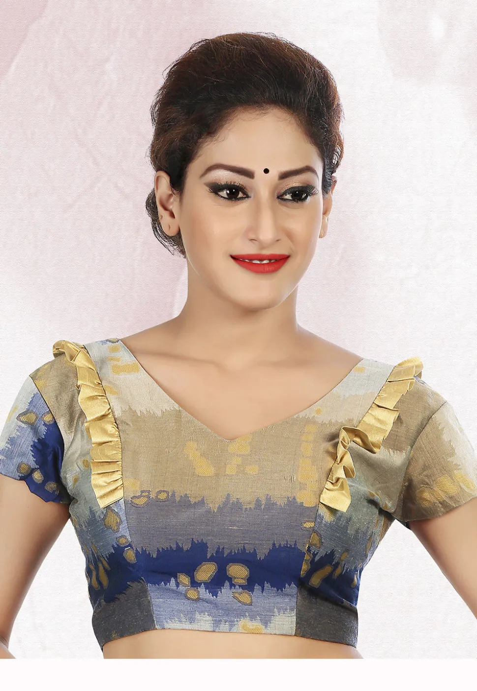 Woven Art Silk Blouse in Multicolor