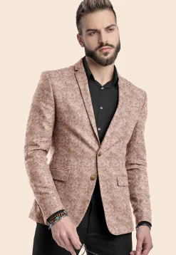 Woven Art Silk Brocade Blazer in Baby Pink