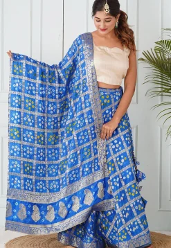 Woven Art Silk Dupatta in Turquoise