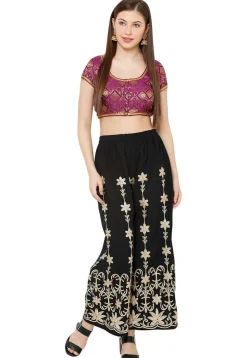 Woven Art Silk Jacquard Blouse in Purple