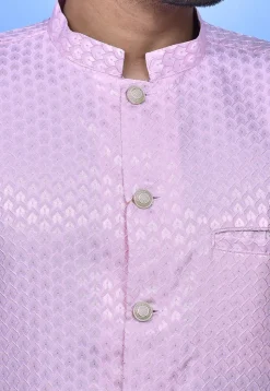Woven Art Silk Jacquard Front Open Dhoti Kurta in Pink