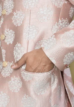 Woven Art Silk Jacquard Jodhpuri Jacket in Peach