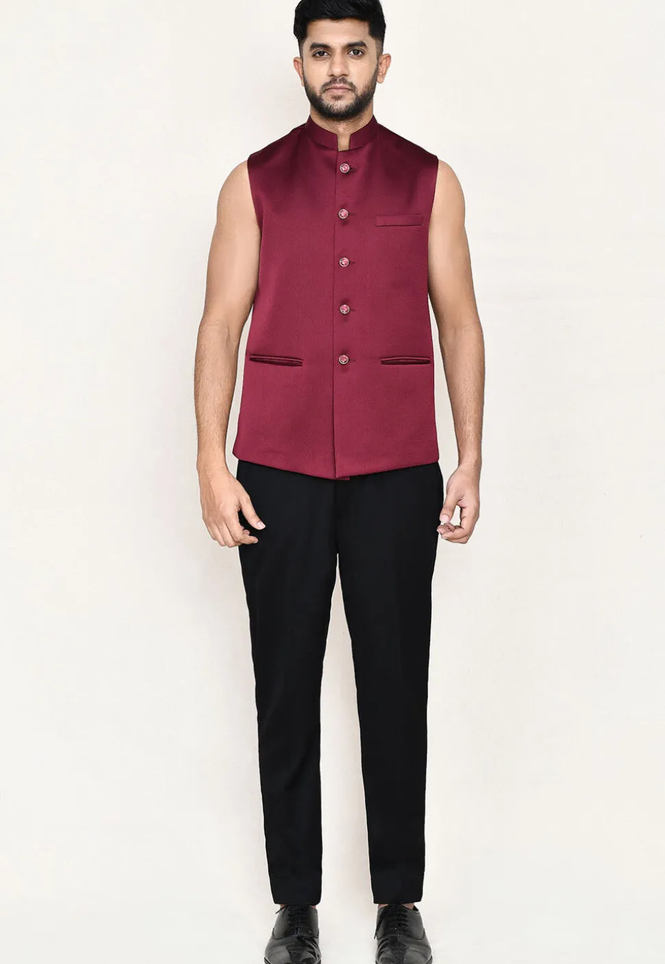 Woven Art Silk Jacquard Jodhpuri Suit in Maroon