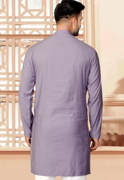 Woven Art Silk Jacquard Kurta in Purple