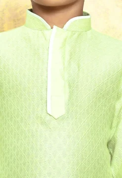 Woven Art Silk Jacquard Kurta Set in Light Green