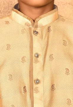 Woven Art Silk Jacquard Kurta in Peach