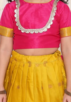 Woven Art Silk Jacquard Lehenga in Mustard