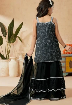 Woven Art Silk Jacquard Pakistani Suit in Charcoal