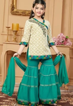 Woven Art Silk Jacquard Pakistani Suit in Beige