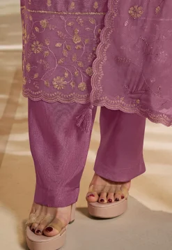 Woven Art Silk Jacquard Pakistani Suit in Purple