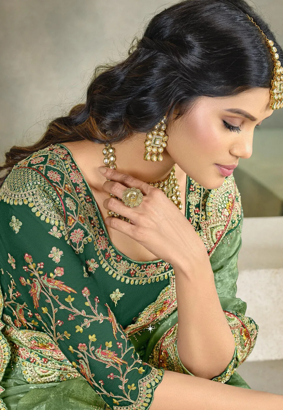 Woven Art Silk Jacquard Saree in Light Green