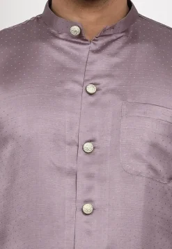 Woven Art Silk Jaquard Kurta Set in Dusty Purple