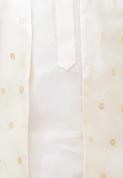 Woven Art Silk Kurta Set in Off White