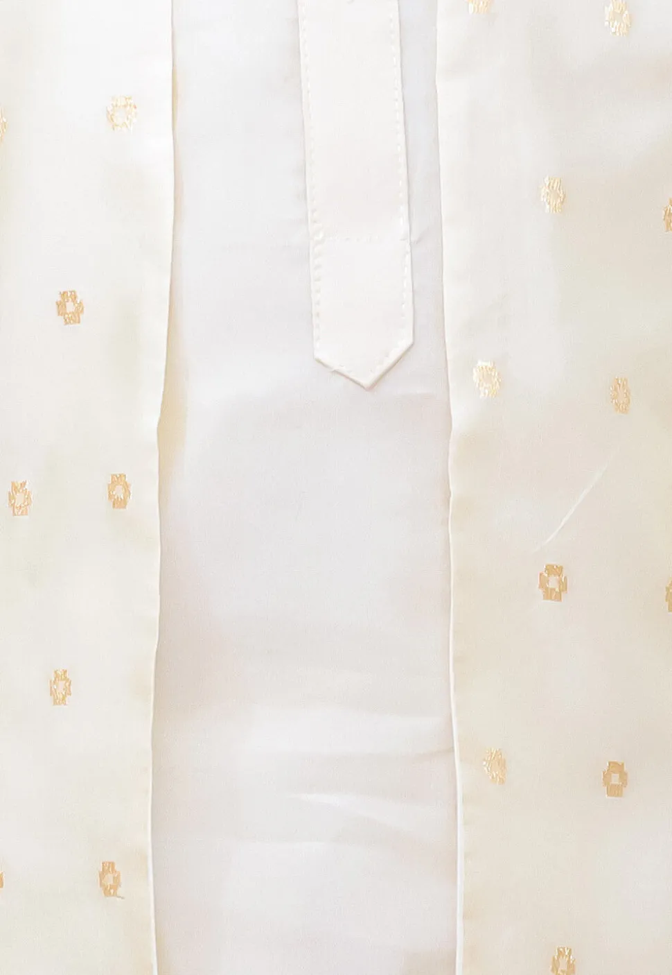 Woven Art Silk Kurta Set in Off White