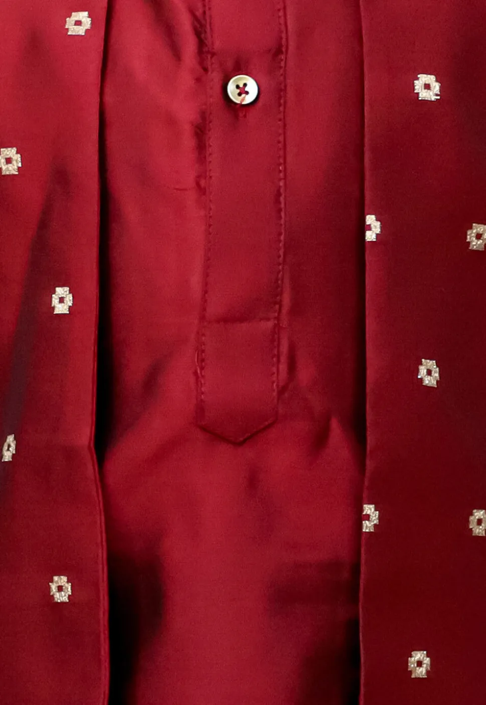 Woven Art Silk Kurta Set in Maroon