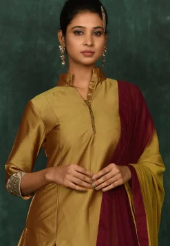 Woven Art Silk Lehenga in Mustard