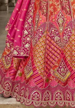 Woven Art Silk Lehenga in Multicolor