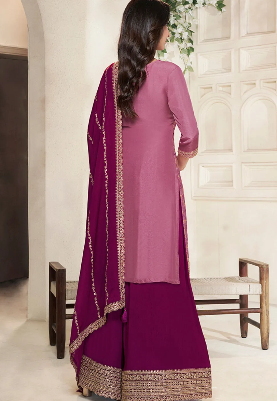 Woven Art Silk Pakistani Suit in Purple