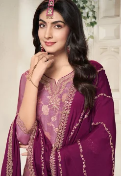 Woven Art Silk Pakistani Suit in Purple