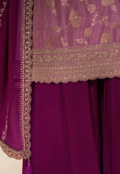 Woven Art Silk Pakistani Suit in Purple
