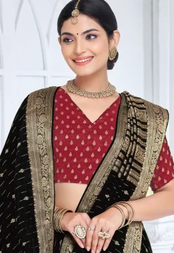 Woven Art Silk Saree in Black