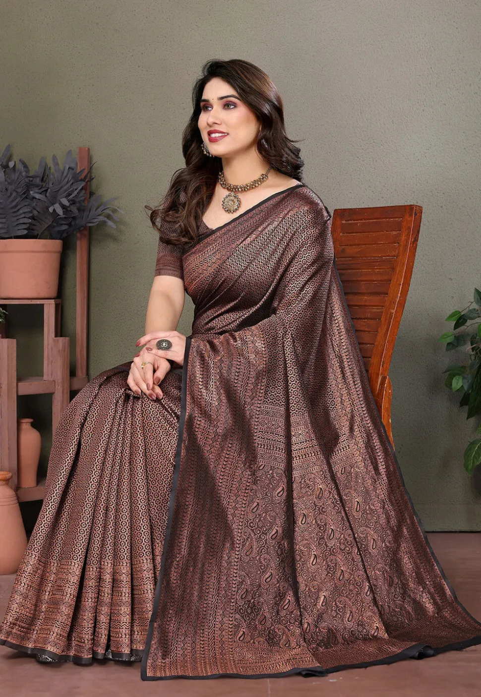 Woven Art Silk Saree in Black