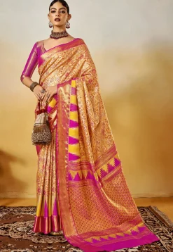 Woven Art Silk Saree in Beige