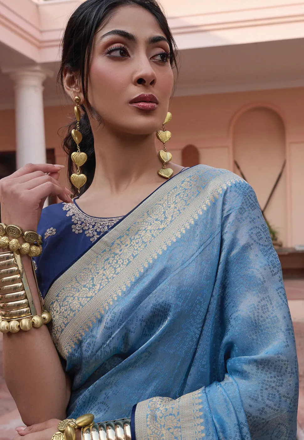 Woven Art Silk Saree in Blue