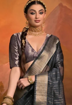 Woven Art Silk Saree in Black