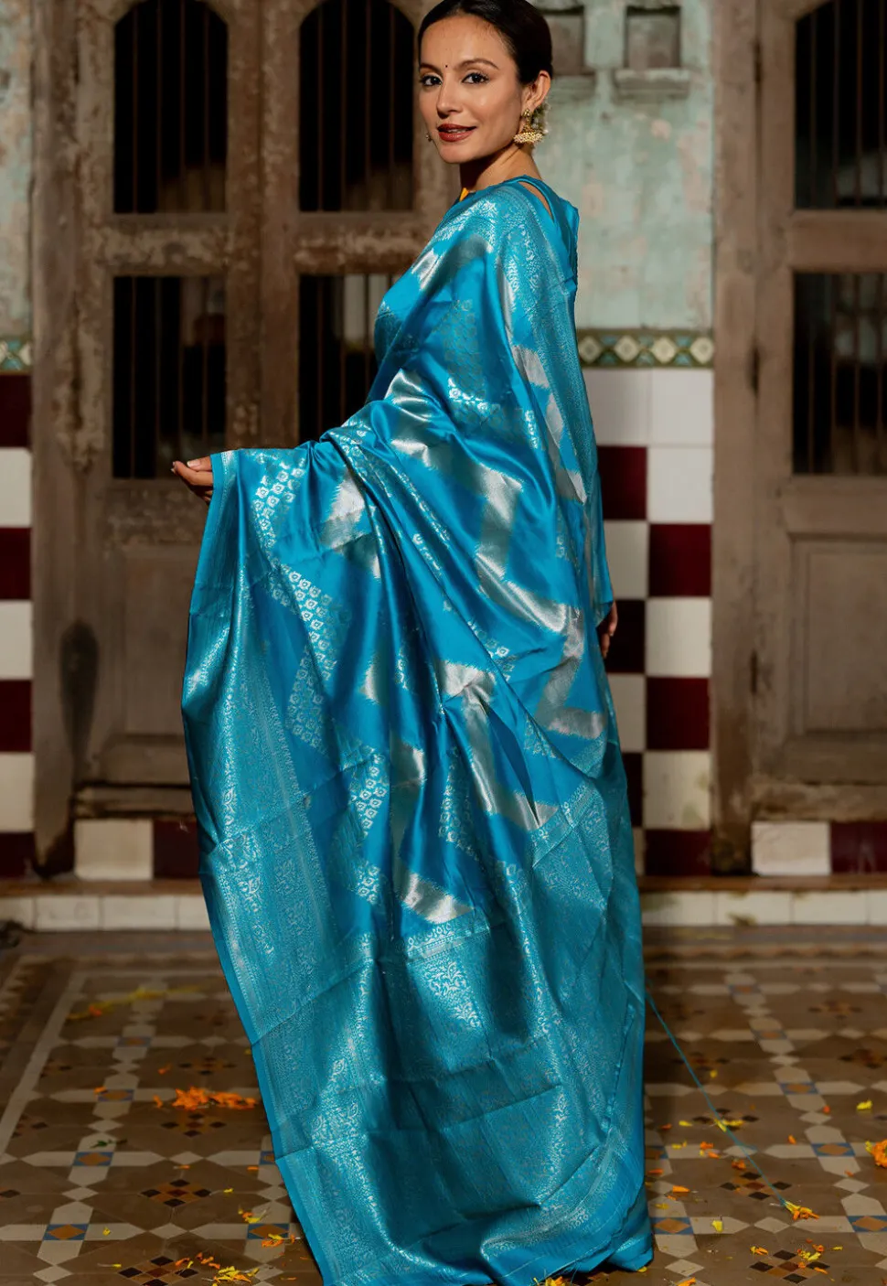 Woven Art Silk Saree in Blue