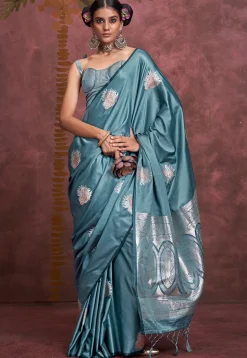 Woven Art Silk Saree in Blue