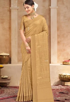 Woven Art Silk Saree in Beige