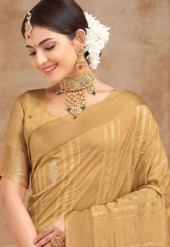Woven Art Silk Saree in Beige