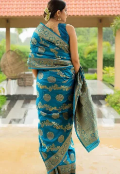 Woven Art Silk Saree in Blue