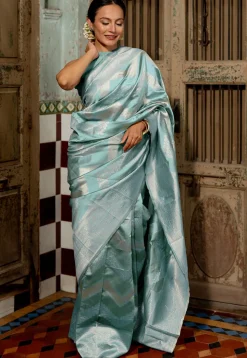 Woven Art Silk Saree in Blue