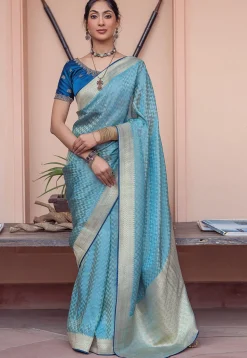 Woven Art Silk Saree in Blue