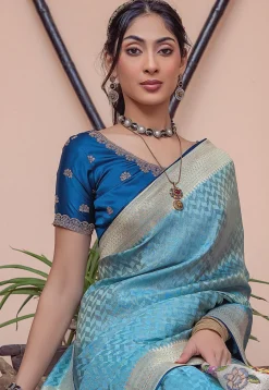 Woven Art Silk Saree in Blue