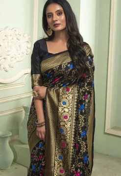 Woven Art Silk Saree in Black