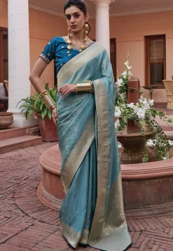 Woven Art Silk Saree in Blue