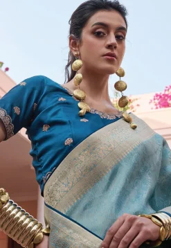 Woven Art Silk Saree in Blue