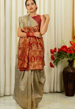 Woven Art Silk Saree in Beige
