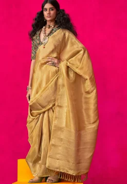 Woven Art Silk Saree in Beige