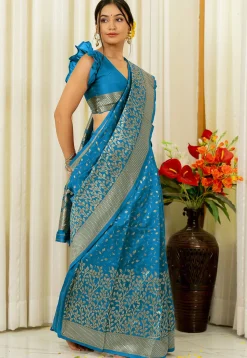 Woven Art Silk Saree in Blue