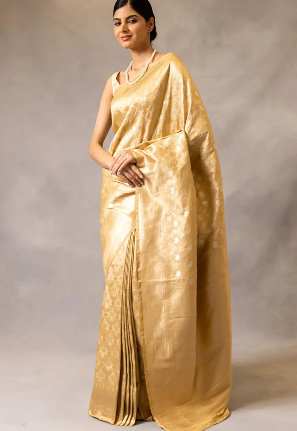 Woven Art Silk Saree in Beige